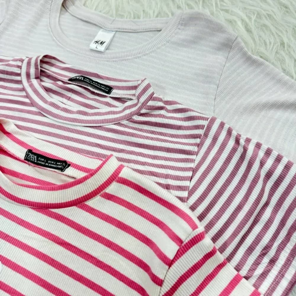 کراپ راه راه کبریتی چهارفصل زنانه دخترانه تنخور شیک سایز S M L XL XXL — تصویر ۷