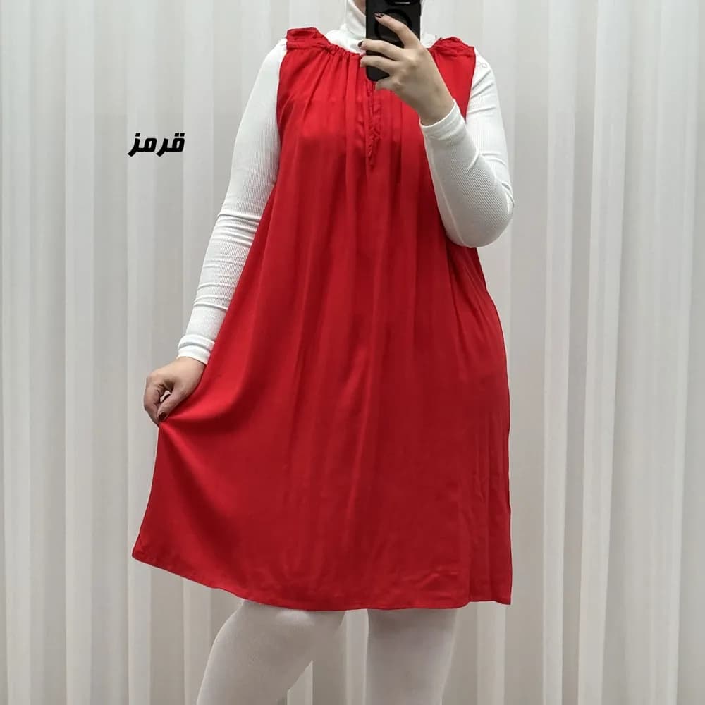 سارافون نخی زنانه کوتاه ساده فری سایز مناسب تا سایز 52