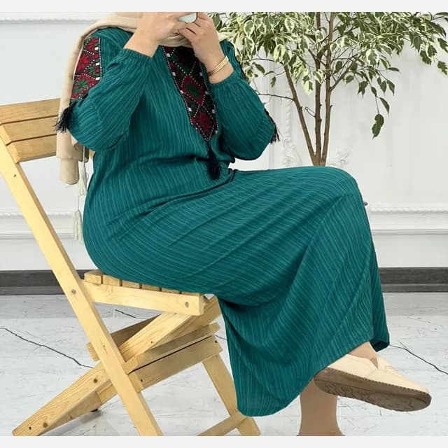 پیراهن زنانه کراش کتیبه ای فری سایز مناسب تا سایز 50 — تصویر ۲