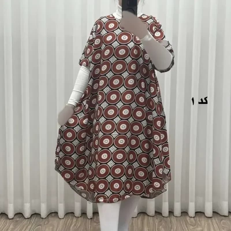 پیراهن ساحلی زنانه نخی آستین کوتاه فری سایز مناسب تا سایز 52 — تصویر ۱۲