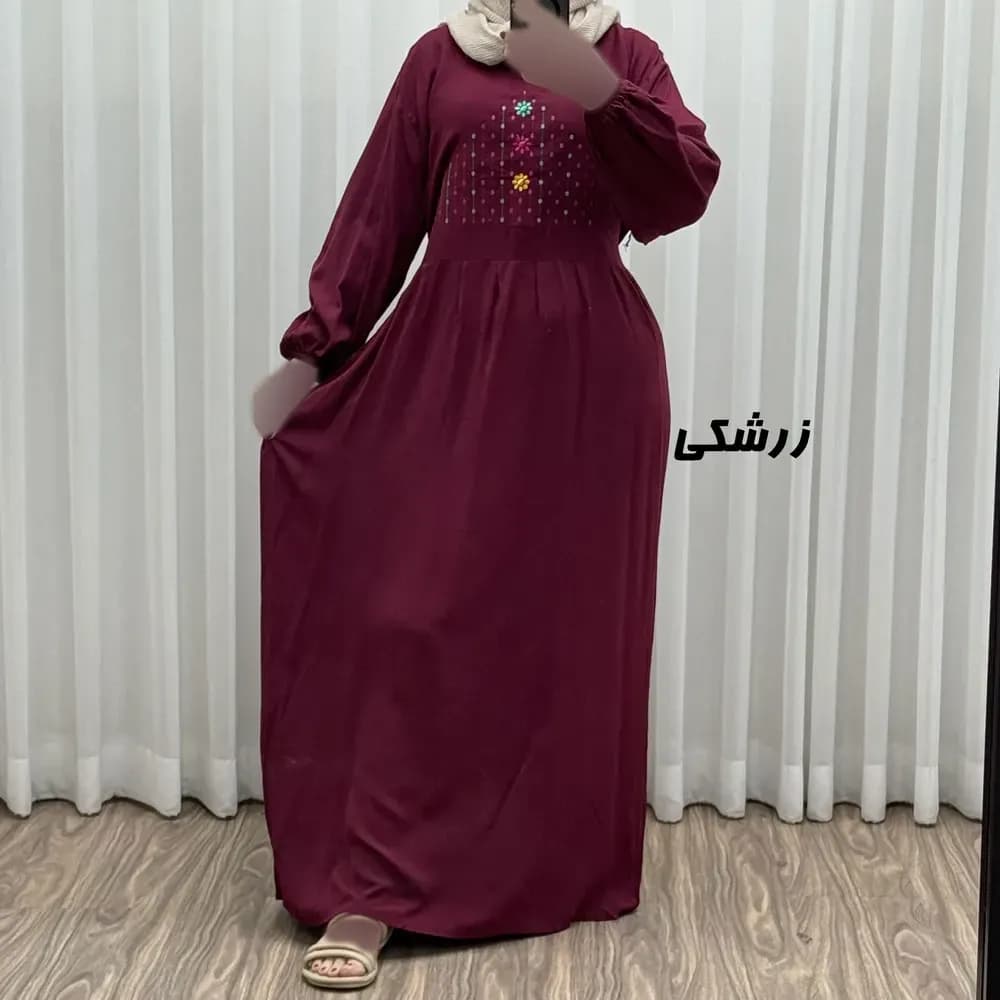 پیراهن ساحلی نخی گلدوزی شده زنانه و دخترانه فری سایز تا 46 با کمربند — تصویر ۸
