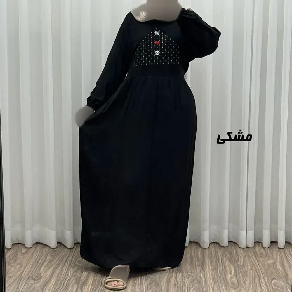 پیراهن ساحلی نخی گلدوزی شده زنانه و دخترانه فری سایز تا 46 با کمربند — تصویر ۳