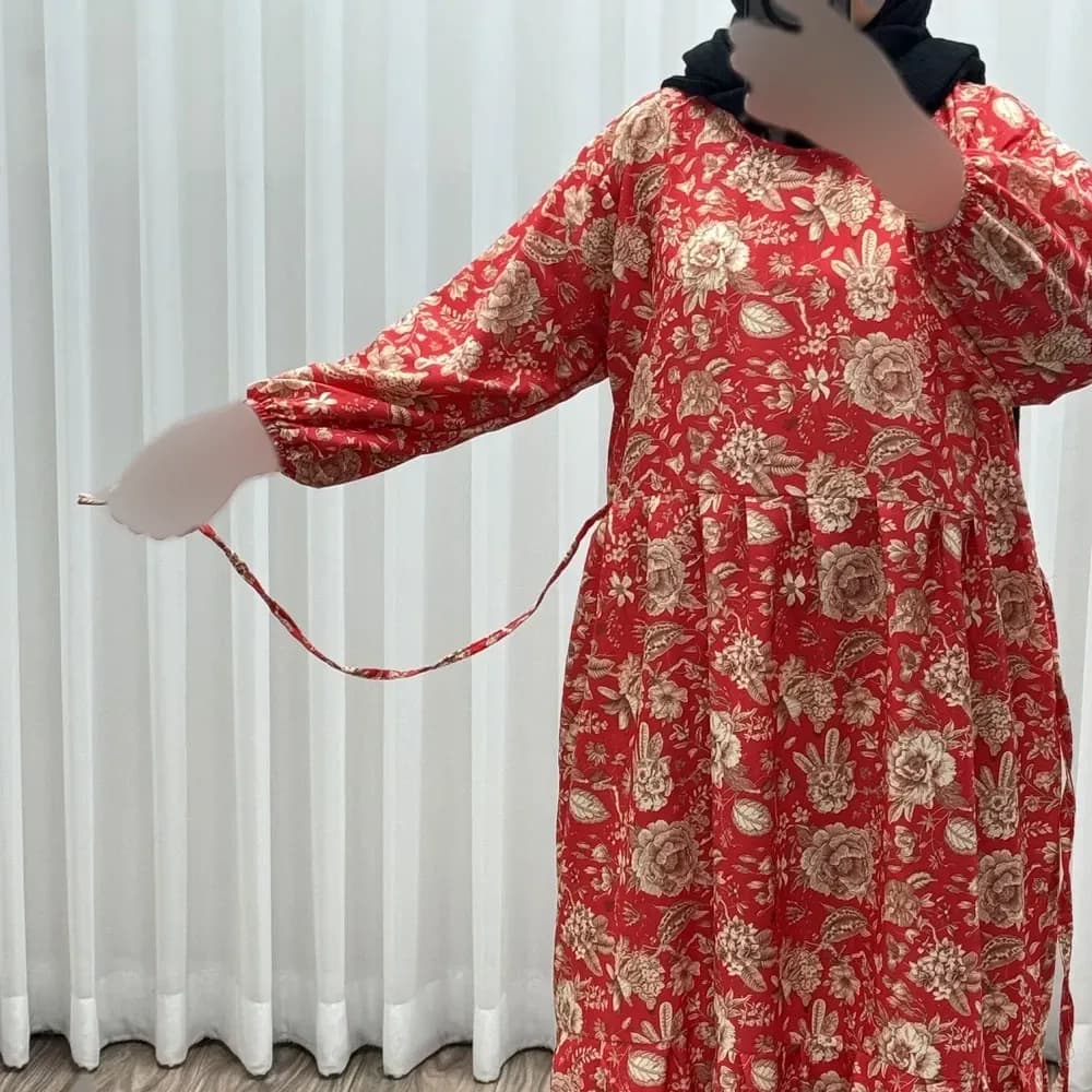 پیراهن ساحلی زنانه فلور بوگاتی مدل حجرو فری سایز مناسب تا 44 با کمربند — تصویر ۸