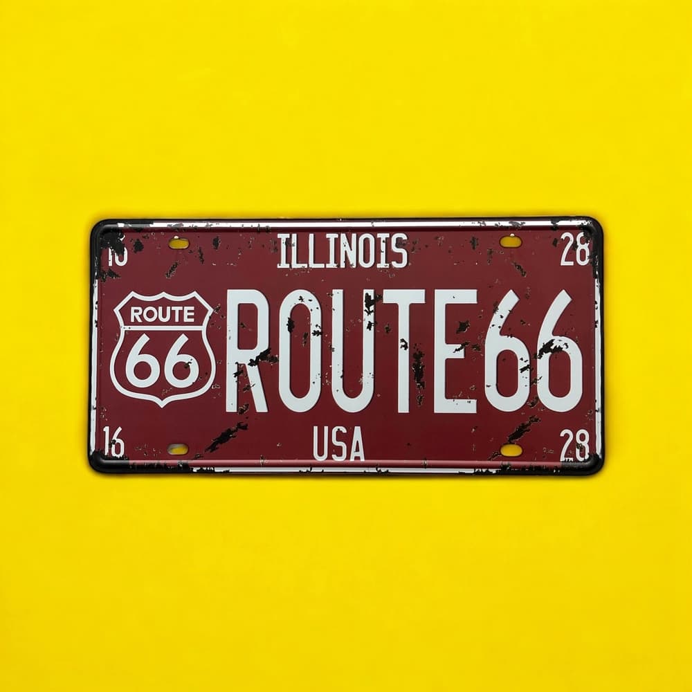 پلاک فلزی دکوری مدل ROUTE 66