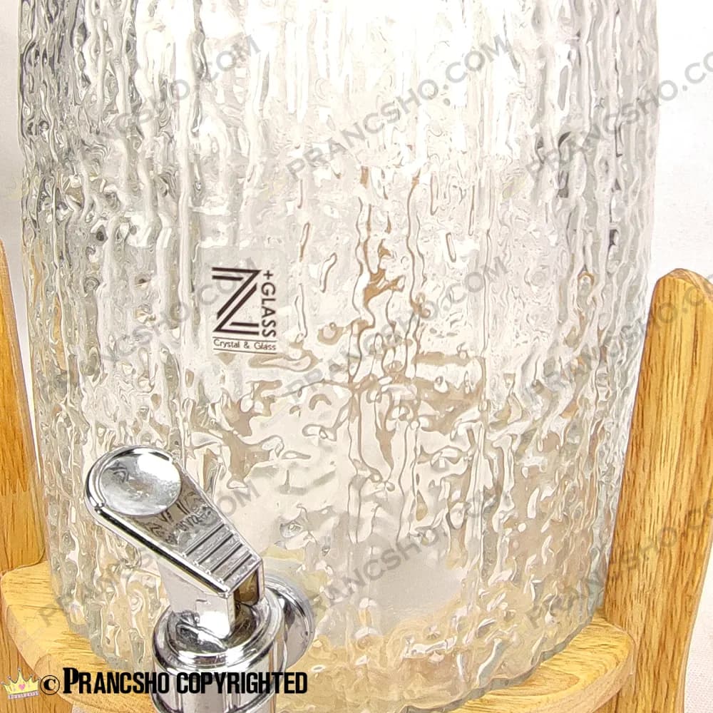 کلمن شیشه ای پایه چوبی طرح دلین بزرگ شیشه ساده — تصویر ۵