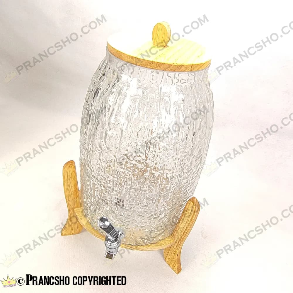 کلمن شیشه ای پایه چوبی طرح دلین بزرگ شیشه ساده — تصویر ۷