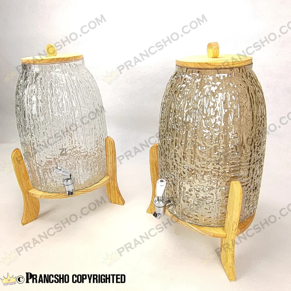 کلمن شیشه ای پایه چوبی طرح دلین بزرگ شیشه ساده — تصویر ۸