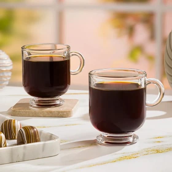 فنجان شیشه ای پایه دار 6 عددی | لیمون