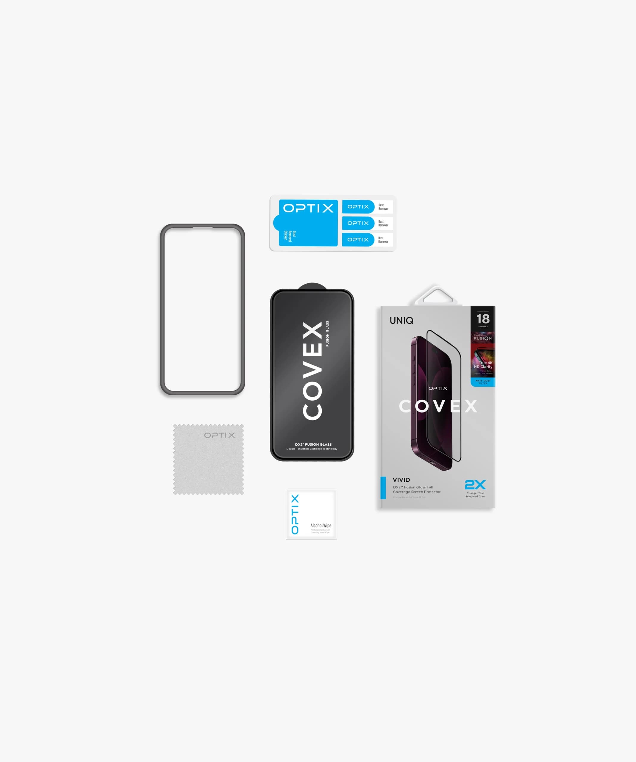 محافظ صفحه نمایش آیفون ۱۸ پرو مکس یونیک مدل UNIQ Optix Covex Vivid — تصویر ۵