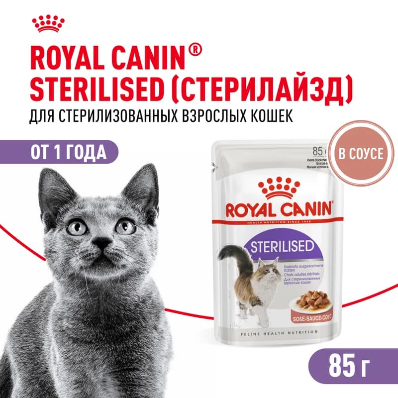 پوچ گربه عقیم شده رویال کنین مدلSterilised وزن 85 گرم — تصویر ۲