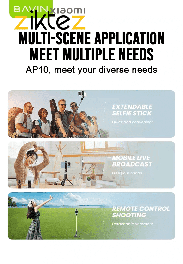 مونوپاد و سه پایه شاتر دار باوین Bavin AP-10 Selfie Stick (اورجینال ارسال فوری) — تصویر ۷