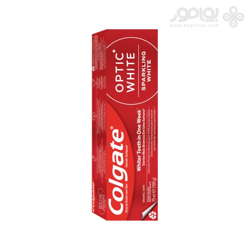 خمیر دندان کلگیت اپتیک وایت مدل SPARKLING WHITE حجم 75 میل