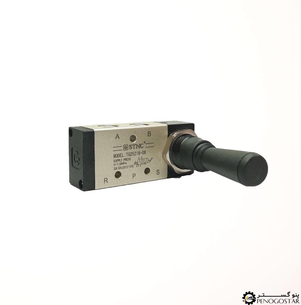 شیر دستی پیکانی پنوماتیک 1/4*5/2 اس تی ان سی (STNC) TG2521B-08 — تصویر ۲