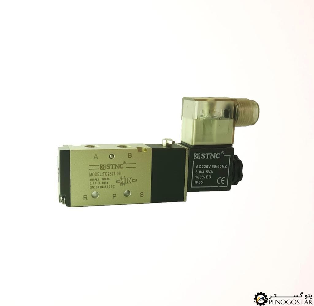 شیر برقی پنوماتیک 5/2 سایز 1/8 تک بوبین TG2521-06 اس تی ان سی (STNC)