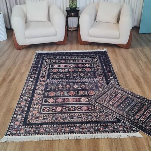 فرشینه مخمل هازان طرح عشایری L283(پس کرایه) — تصویر ۳