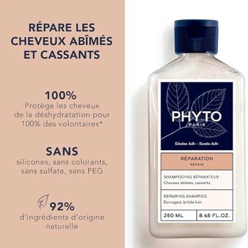 شامپو ترمیم کننده مو فیتو Phyto مدل Repair مناسب موهای آسیب دیده حجم 250 میلی لیتر — تصویر ۴