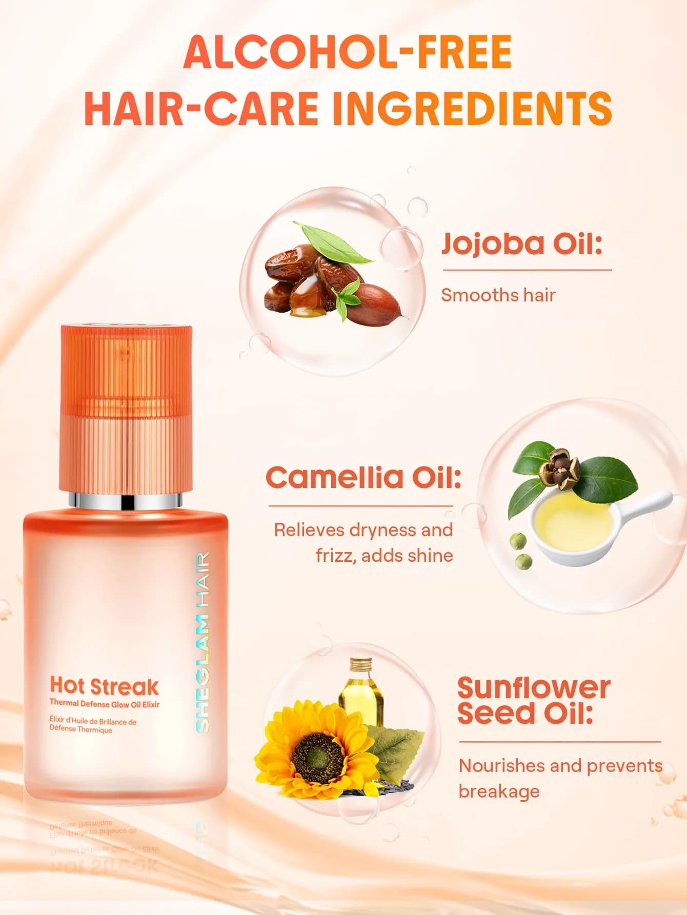 روغن محافظ حرارتی و براق کننده مو شیگلم مدل Hot Streak Thermal Defense Glow Oil Elixir — تصویر ۷