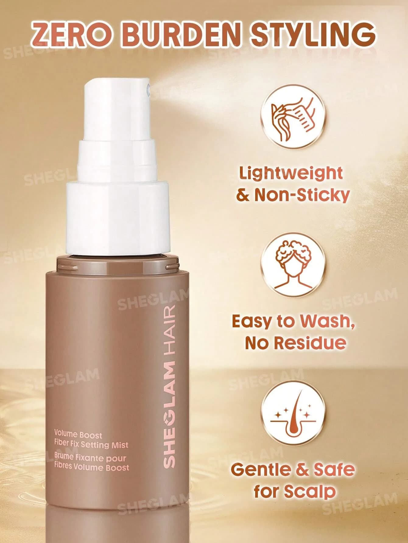 اسپری فیکس کننده پودر پرپشت کننده مو شیگلم مدل Volume Boost Fiber Fix Setting Mist — تصویر ۳