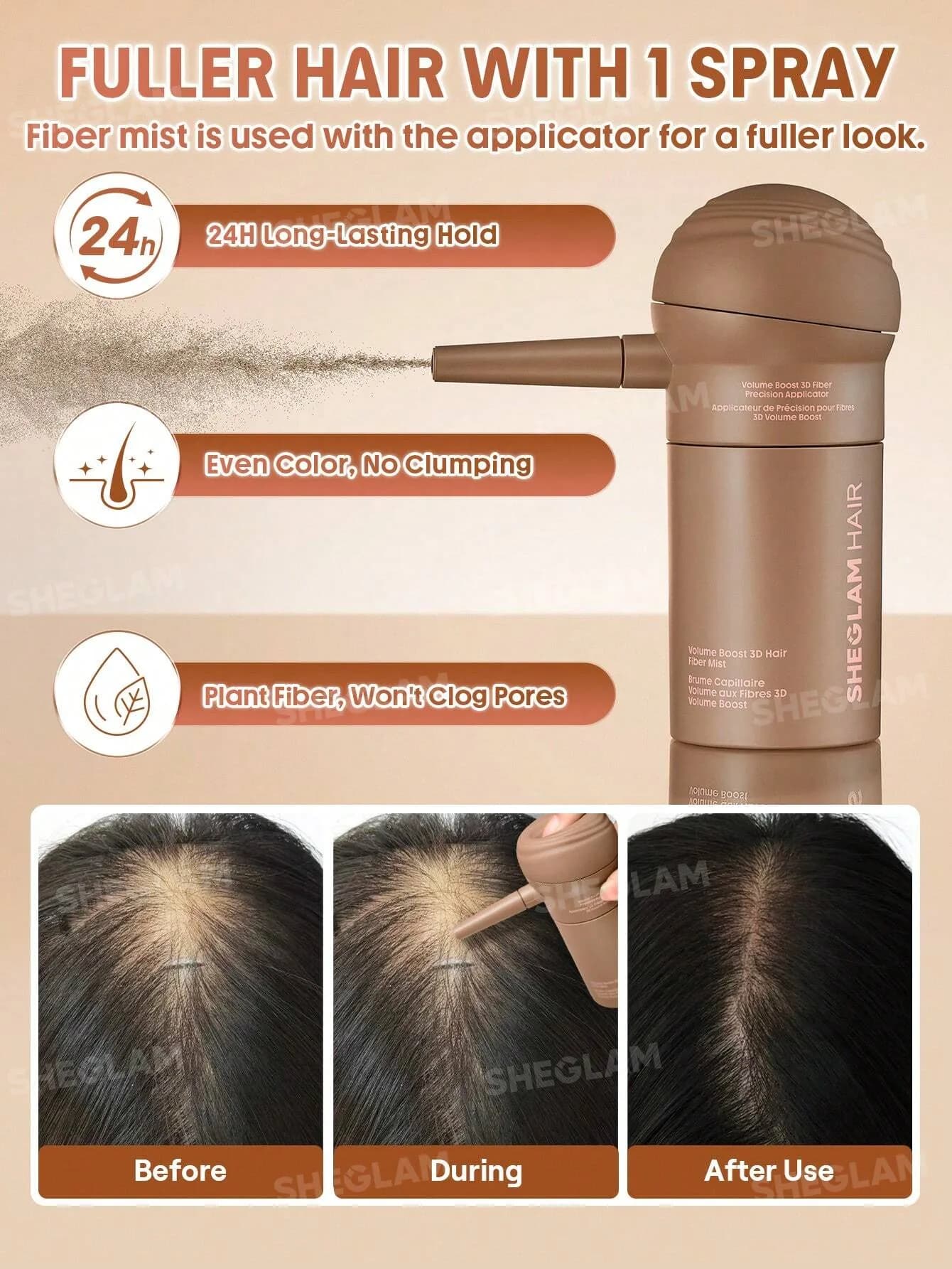 اپلیکاتور اسپری پودر پرپشت کننده مو شیگلم مدل Volume Boost 3D Precision Applicator — تصویر ۶