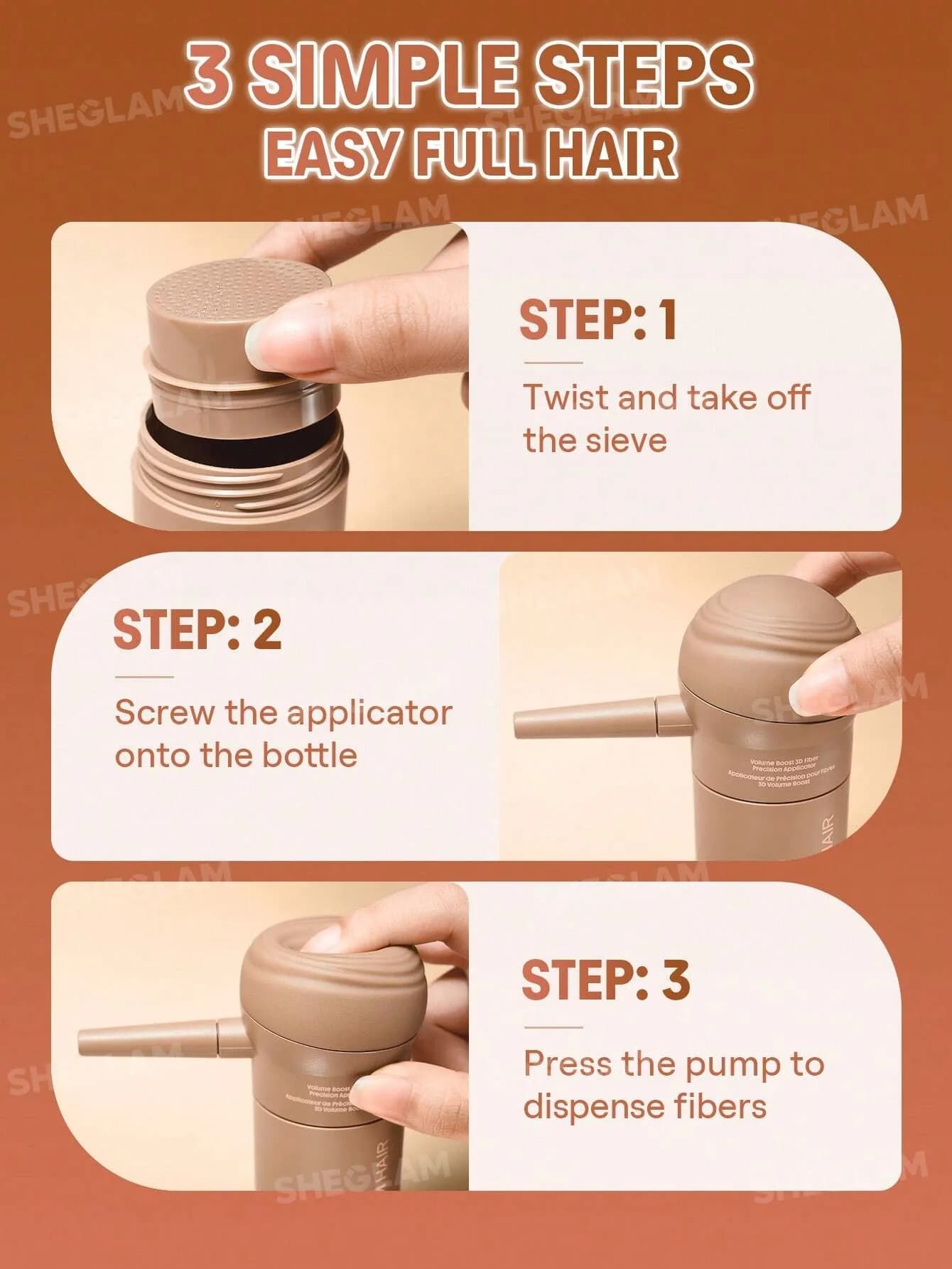 اپلیکاتور اسپری پودر پرپشت کننده مو شیگلم مدل Volume Boost 3D Precision Applicator — تصویر ۳