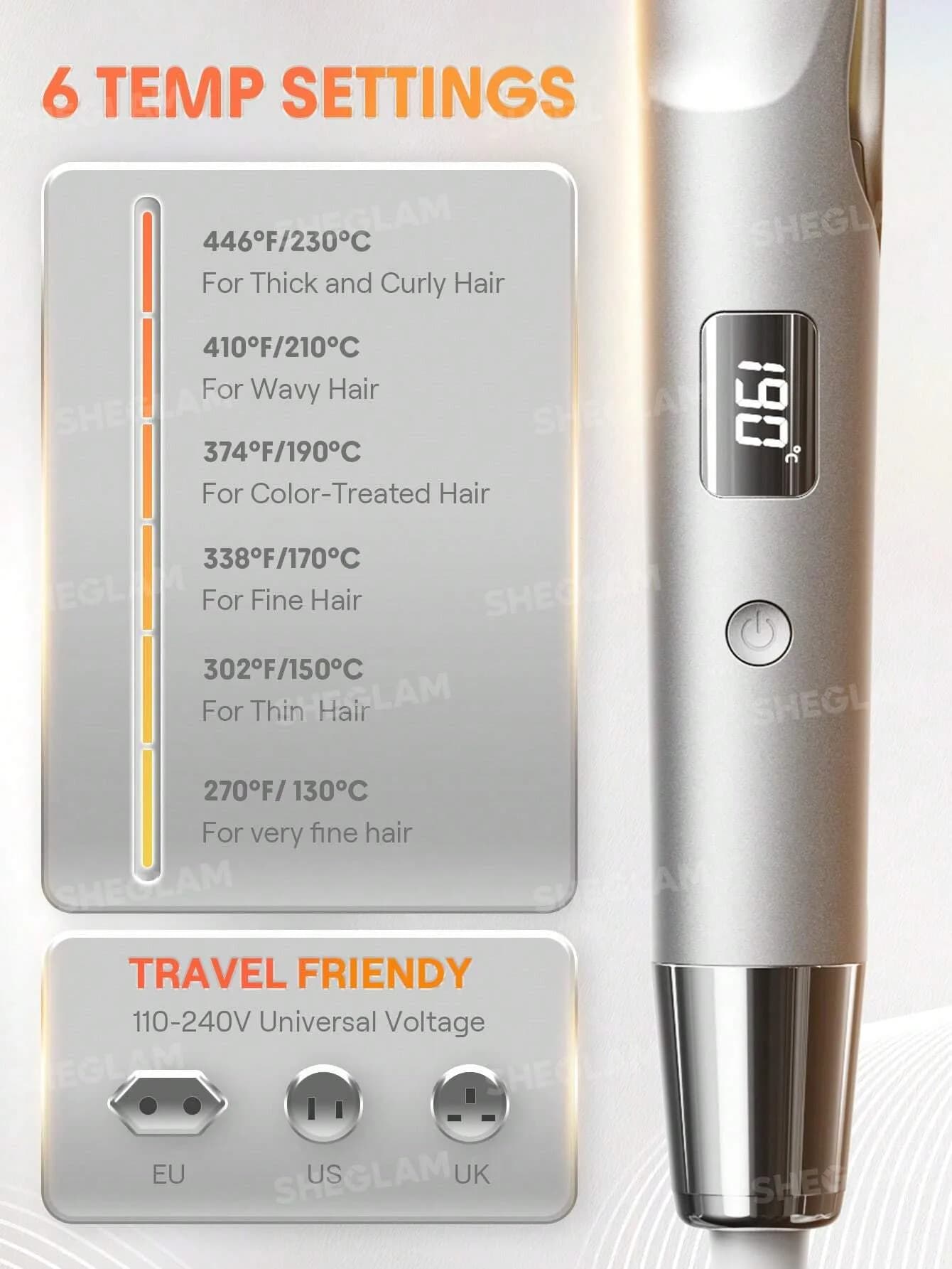 اتو مو و فر کننده شیگلم مدل Sleek Chic Twist Kiss Flat Iron سایز 25 میلی متر — تصویر ۵