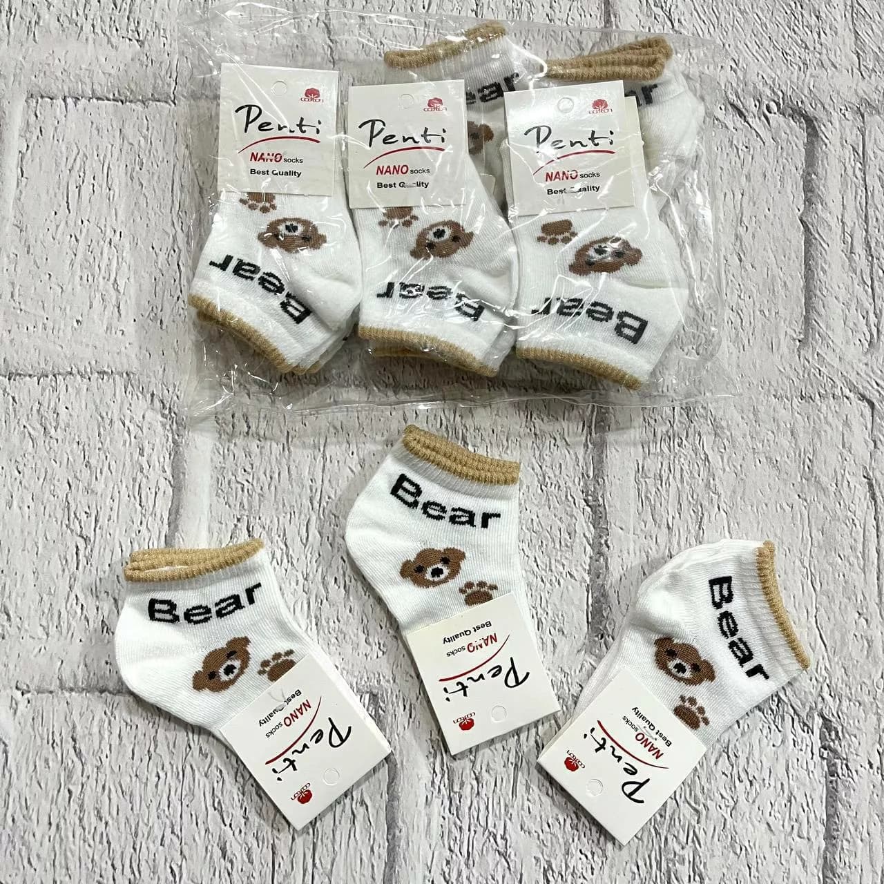 جوراب نخی نوزادی طرح خرس Bear کد 2152