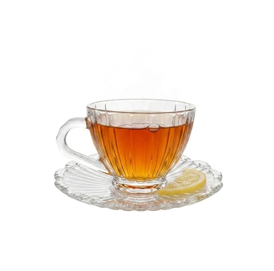 ست فنجان و نعلبکی 12 پارچه 6 نفره مدل کریستال کد GLASS — تصویر ۳