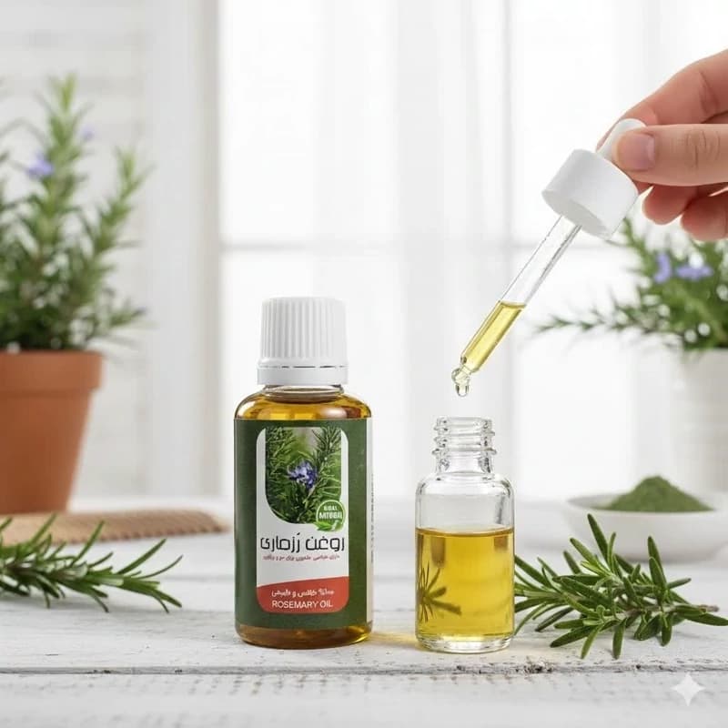 روغن رزماری، پیشگیری از ریزش مو، جهت رشد و تقویت موی سر، ابرو و مژه، مسکن سردرد و میگرن، جهت ماساژ، خالص و درجه یک — تصویر ۲