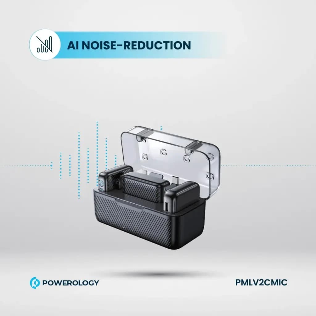 میکروفن یقه ای بیسیم شارژی 2عددی Powerology dual mic professional set — تصویر ۷