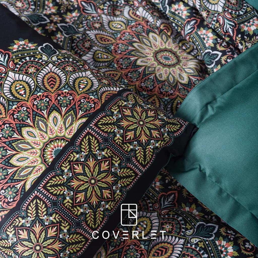 روتختی آبی نفتی طرح سنتی دونفره کاوری مدل Ornate — تصویر ۲
