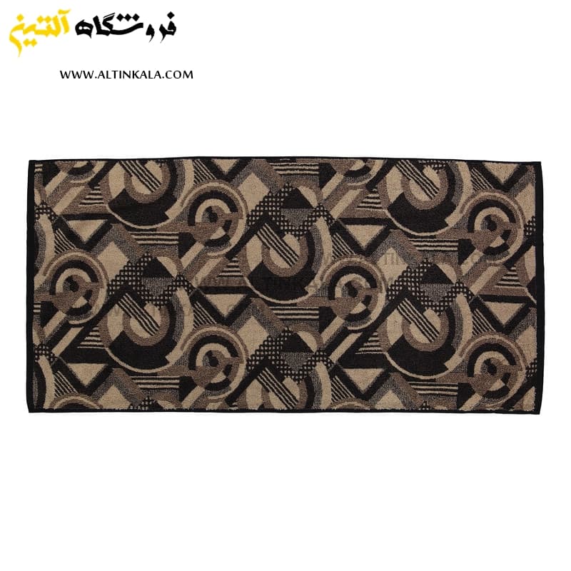 حوله حمامی برق لامع طرح کوبیسم دایره قهوه ای سایز 100×165 — تصویر ۳