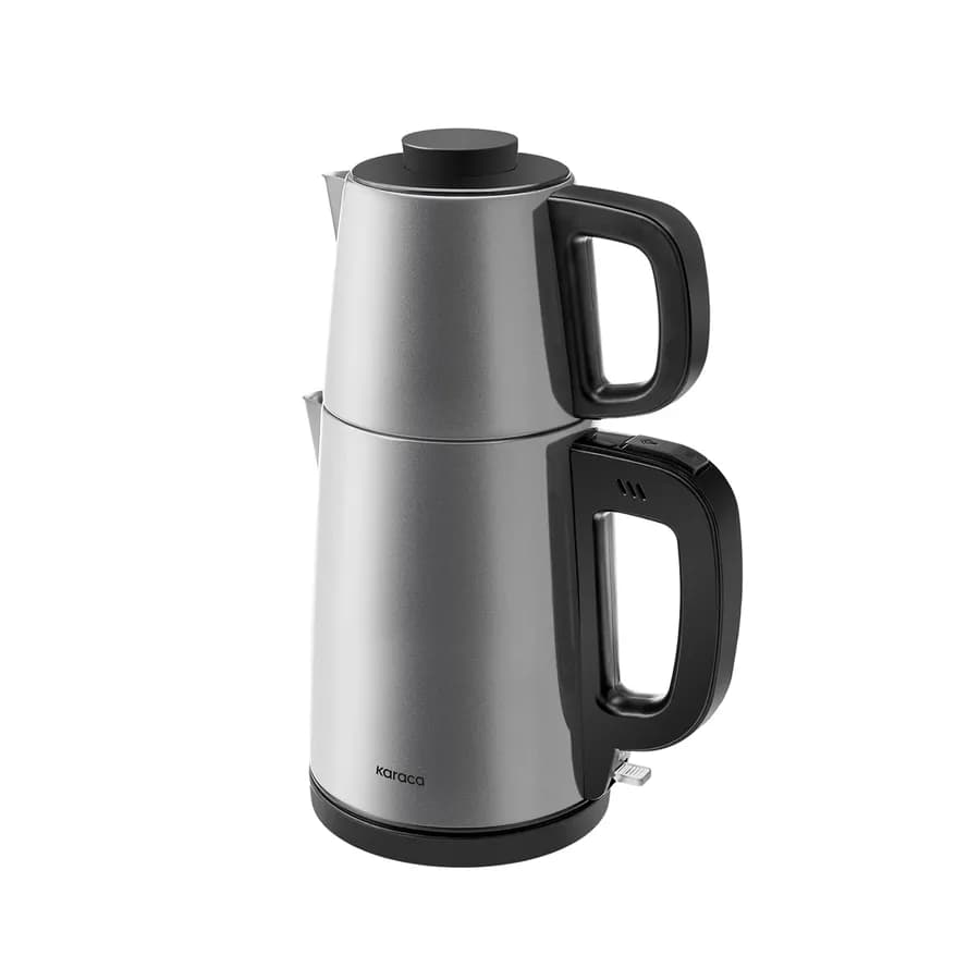 چاي ساز اتوماتیک برقی 1650 وات 0.9 + 1.8 لیتر استیل مات تی بریک کاراجا 153.03.06.9496 — تصویر ۲