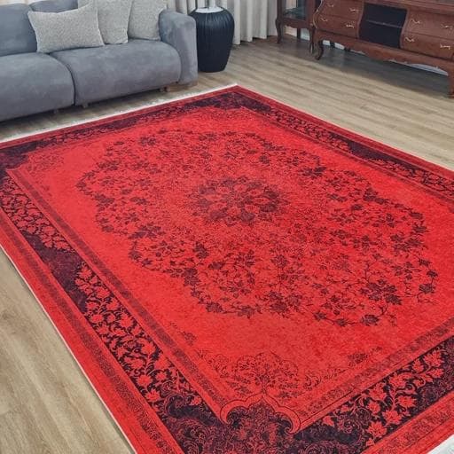 فرشینه مخمل هازان طرح قرمز شمرون u100(پس کرایه) — تصویر ۵