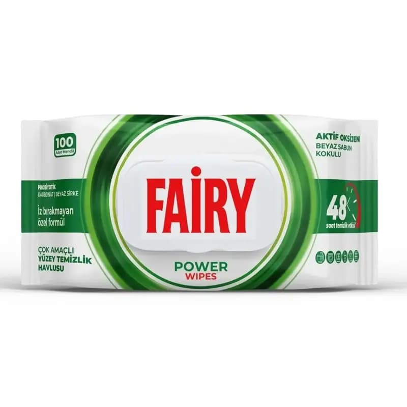 دستمال مرطوب چند منظوره سطوح فیری Fairy مدل Power Wipes بسته 100 عددی