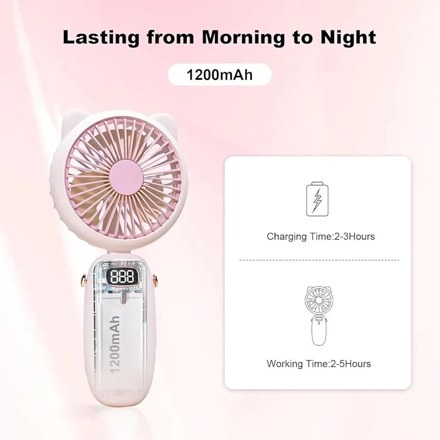 پنکه دستی و پوشیدنی قابل حمل مدل FC-6619 مینی فن شارژی — تصویر ۵