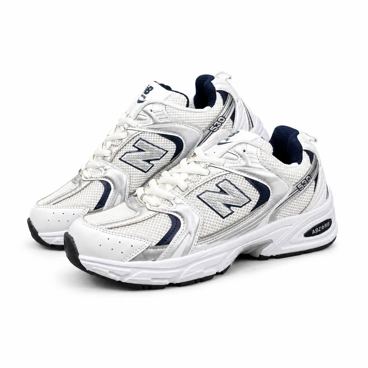 کتونی ست زنانه و مردانه نیوبالانس سفید سرمه ای (کیفیت درحد مستر) 530 New Balance — تصویر ۳