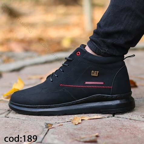 نیم بوت مشکی قرمز CAT – کد hf189 — تصویر ۲