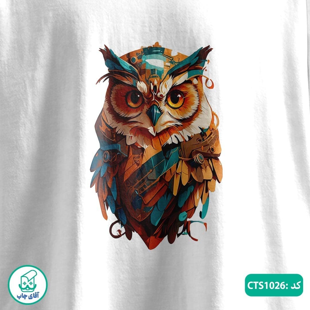 تیشرت چاپی طرح جغد مردانه و زنانه کد CTS1026 — تصویر ۴