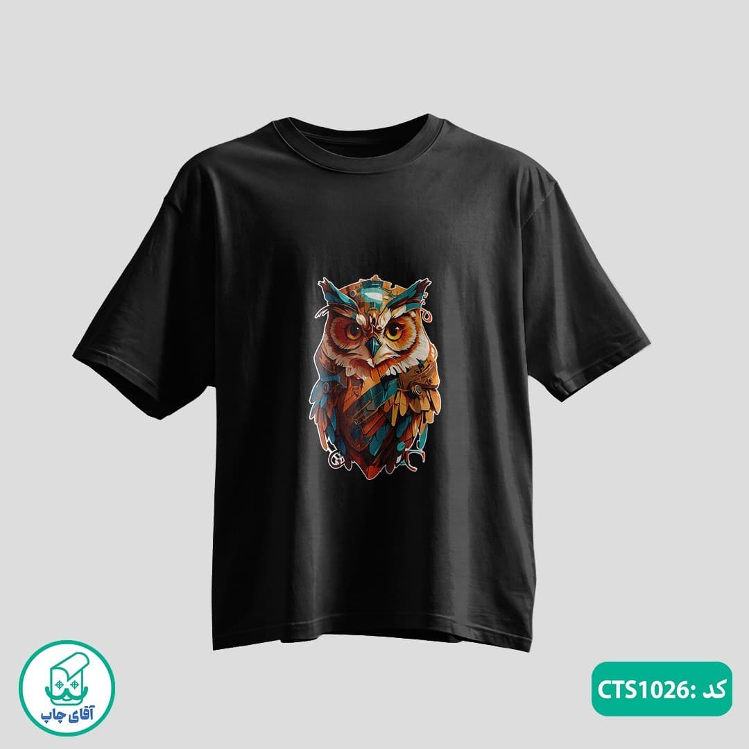 تیشرت چاپی طرح جغد مردانه و زنانه کد CTS1026 — تصویر ۳