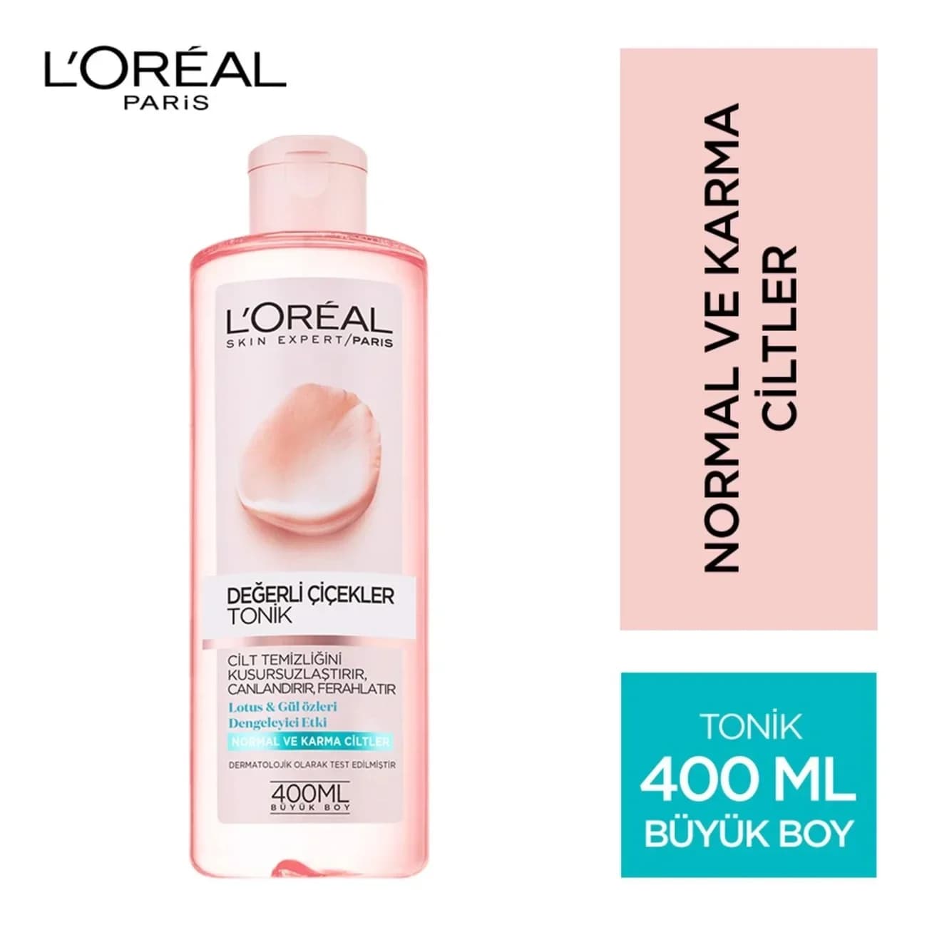 تونر پاک کننده گل رز و نیلوفر آبی لورآل L’Oréal مناسب پوست نرمال تا مختلط | حجم 400 میل — تصویر ۲