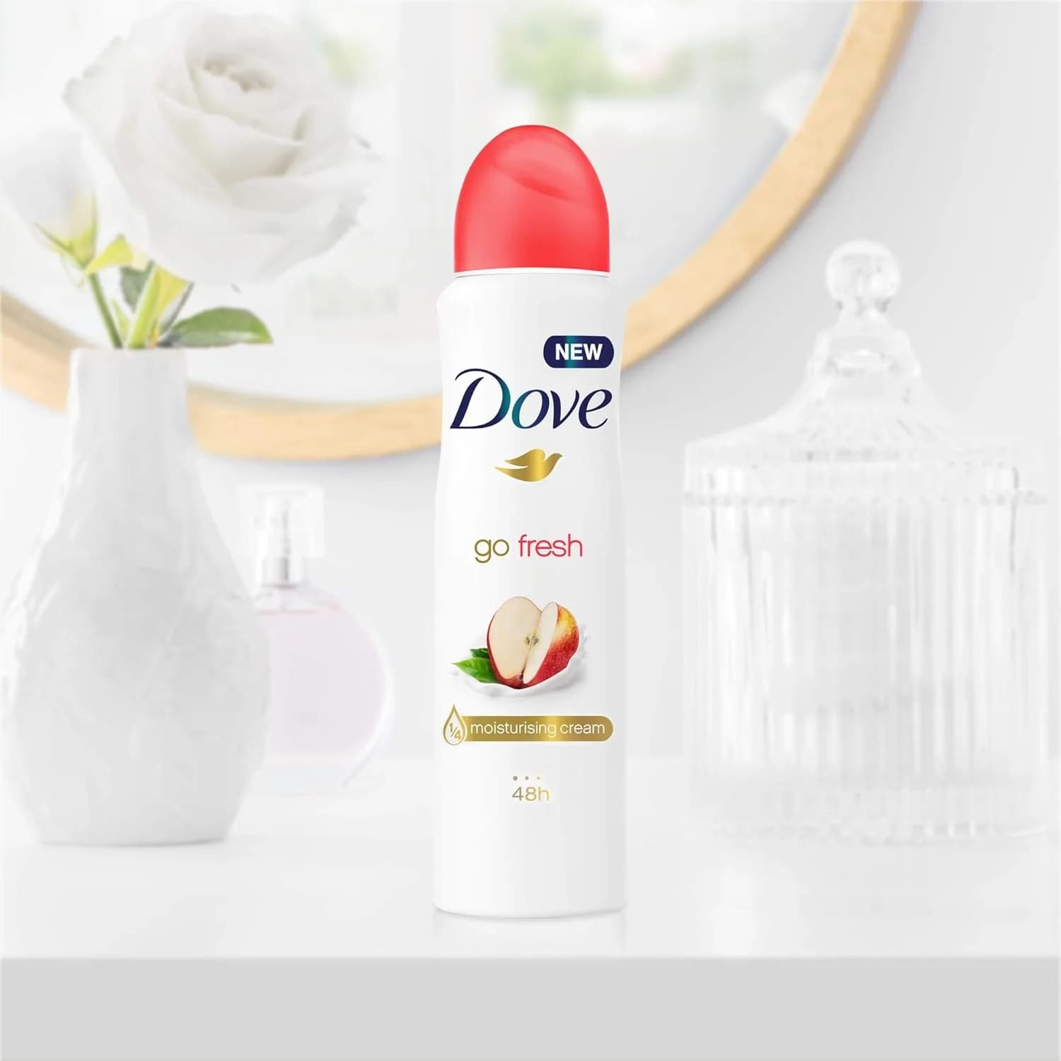 اسپری دئودورانت زنانه داو Dove مدل Go Fresh رایحه سیب و چای سفید | حجم 250 میل — تصویر ۵