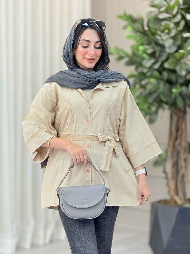 مانتو دو جیب ریش دار پروین کد 6677