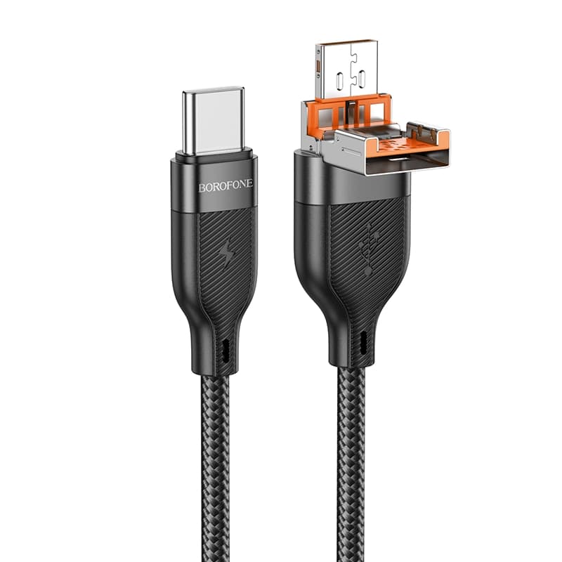 کابل شارژ 60 وات USB-C به USB-C بروفون مدل BU45 طول 1.2 متر