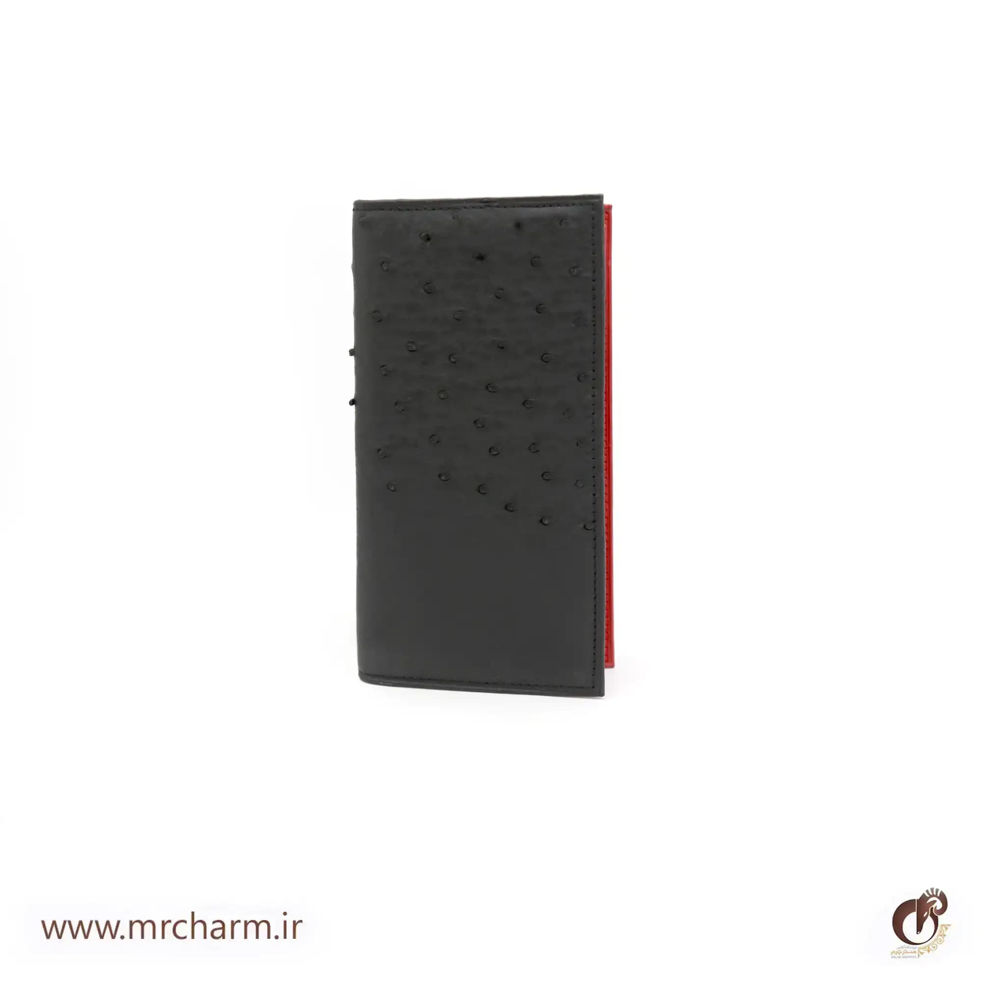 کیف پول مردانه پالتویی چرم شترمرغ mrc1211-16