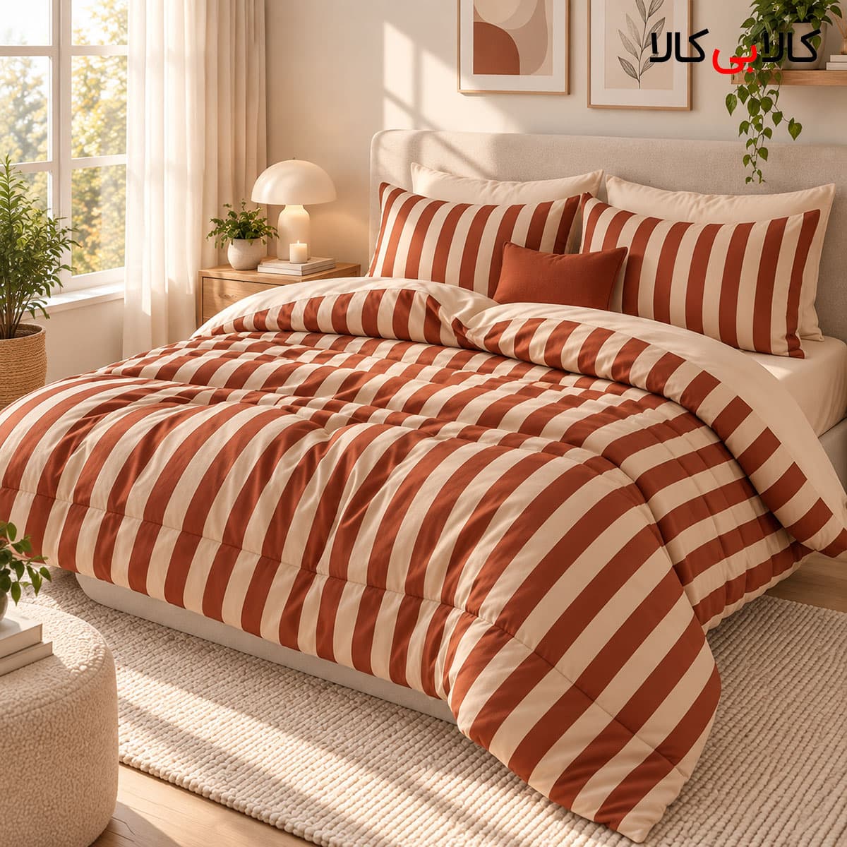 روتختی پینترستی طرح راه راه قرمز آجری بزرگسال کد 305