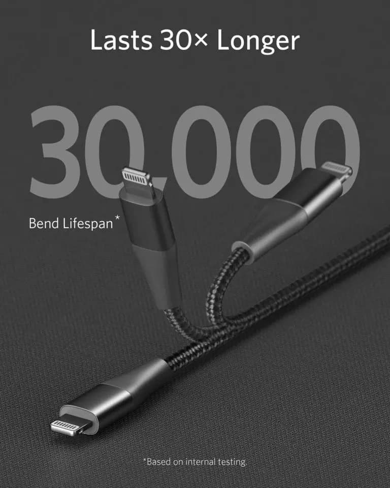 کابل USB C به Lightning انکر 0.9 متر مدل Anker Powerline+ II 0.9m USB C to Lightning Cable (A8652) — تصویر ۵