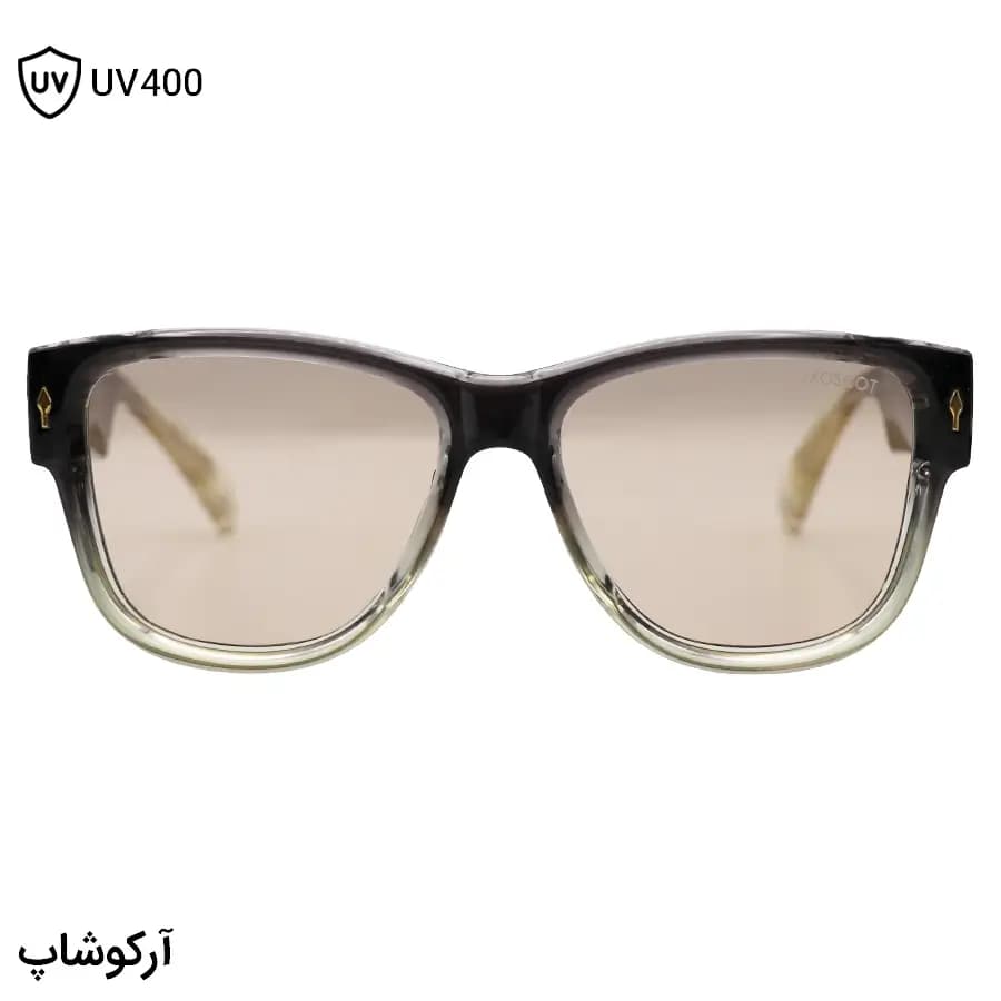 عینک آفتابی موسکات با فریم خاکستری رنگ، شکل ویفرر سایز بزرگ، دسته سیمدار و لنز قهوهای روشن مدل 1202 — تصویر ۳