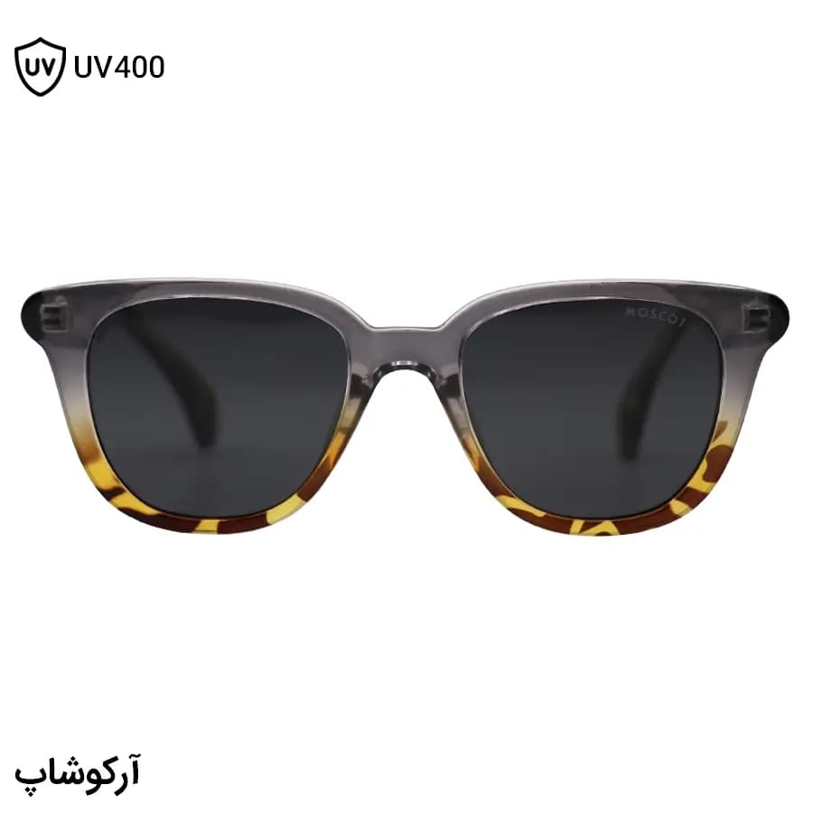 عینک آفتابی موسکات با فریم شکل ویفرر، رنگ طوسی و هاوانا، دسته سیمدار و لنز دودی تیره و پلاریزه مدل 581014 — تصویر ۳
