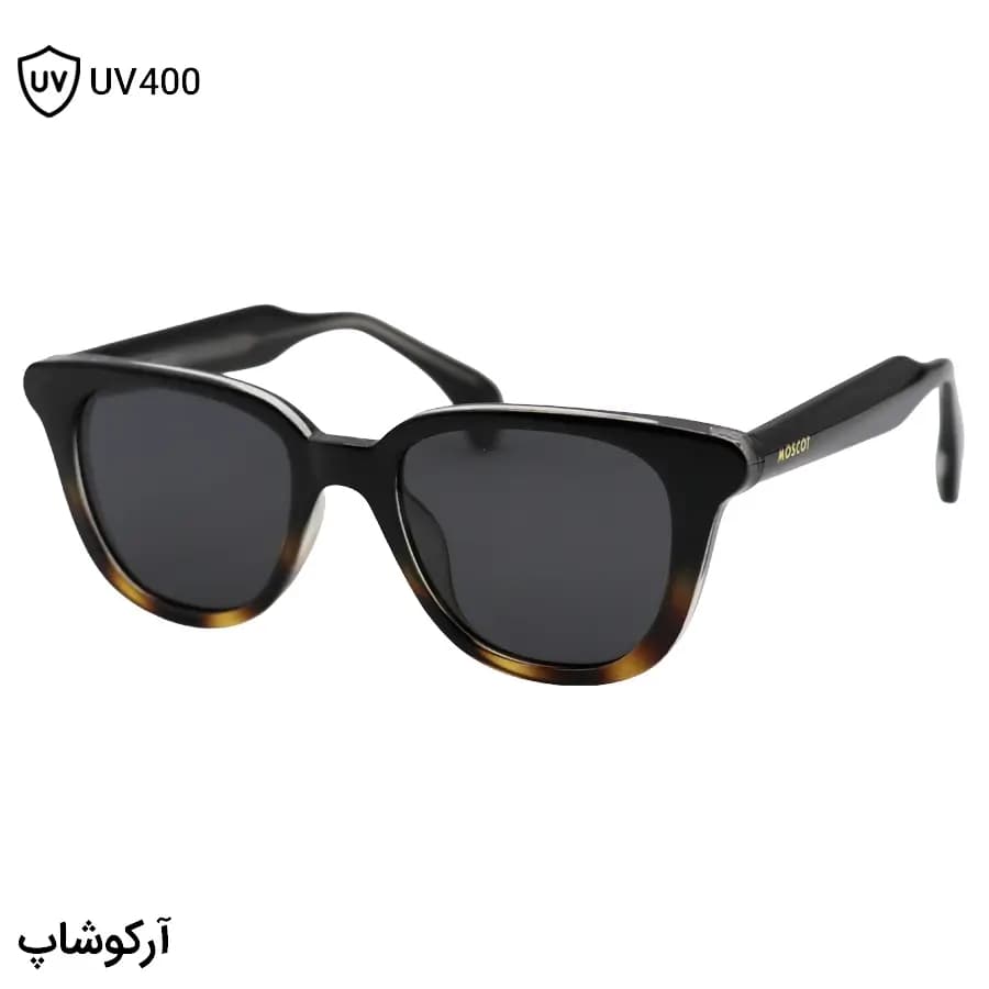 عینک آفتابی موسکات با فریم شکل ویفرر، رنگ مشکی و قهوهای، دسته سیمدار و لنز دودی تیره و پلاریزه مدل 581014