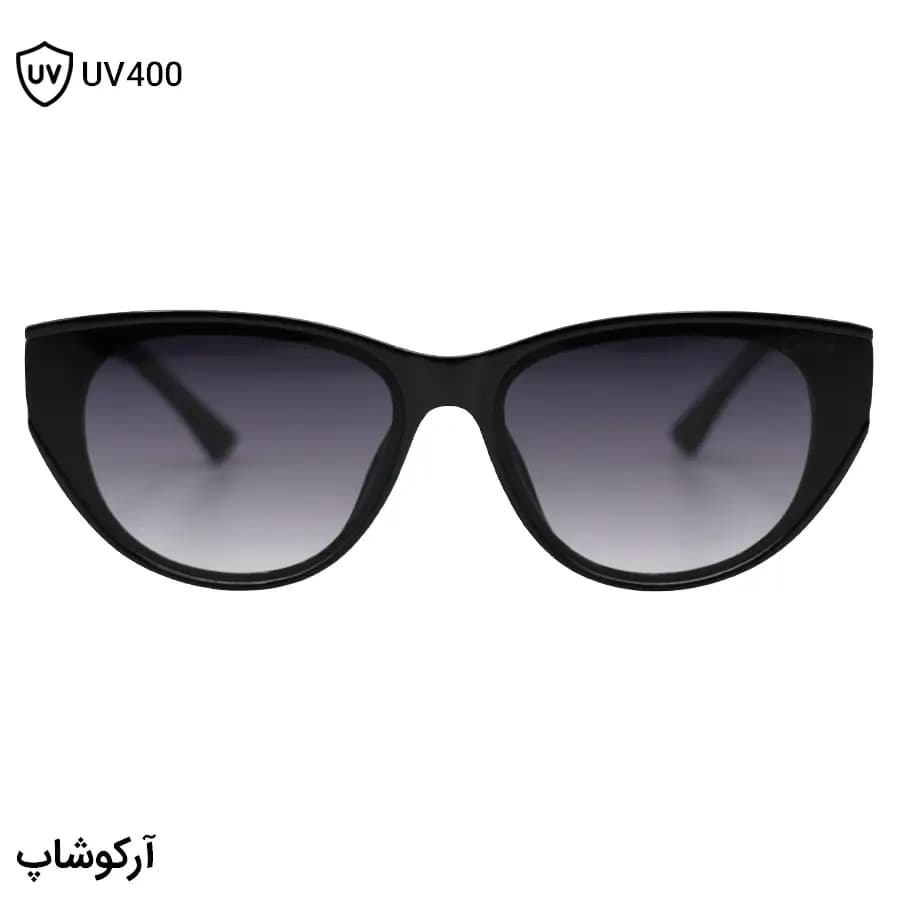 عینک آفتابی زنانه Cartier با فریم مشکی براق، شکل چشم گربهای، دسته سیمدار و لنز دودی سایه روشن مدل 58201 — تصویر ۳